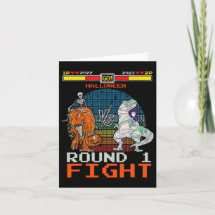 Cartão Vídeo Jogo Halloween T-rex Skeleton Mummy - Round