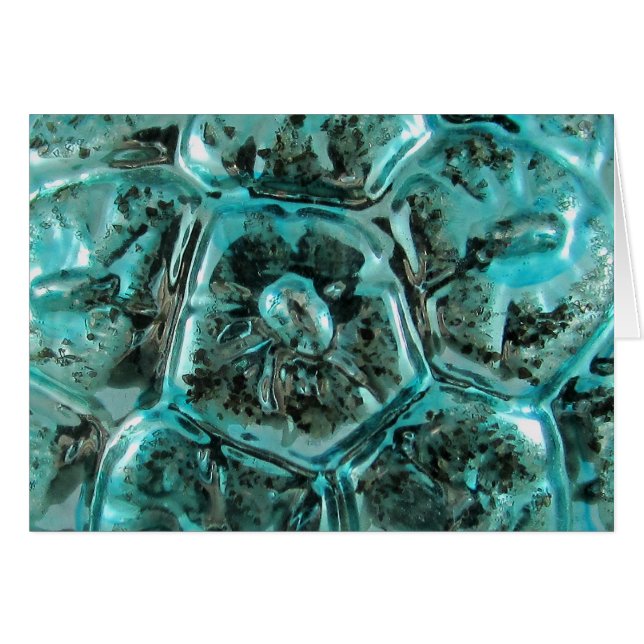 Cartão Vidro Antiguo Aqua Teal Blue Jewel Shell (Frente Horizontal)