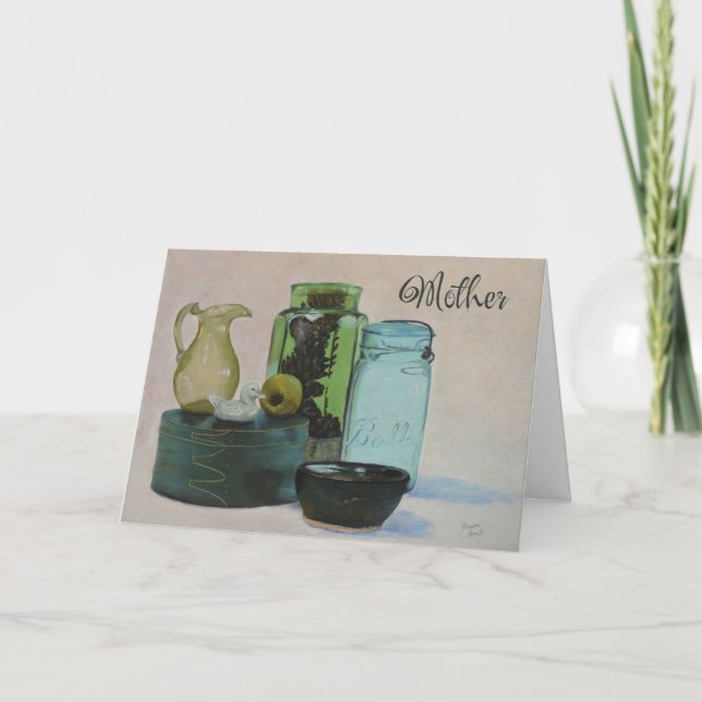 Cartão Vidro verde da placa do dia de as mães (Frente)