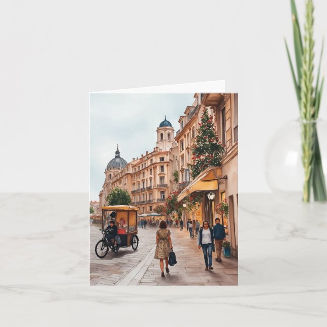 Cartão Viena Áustria Watercolor (Frente)