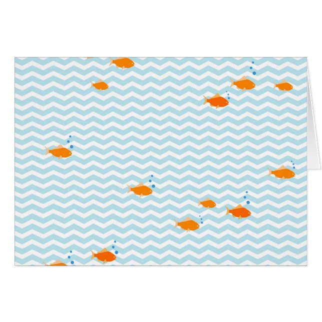 Cartão Viga azul lunática com peixes do ouro (Frente Horizontal)