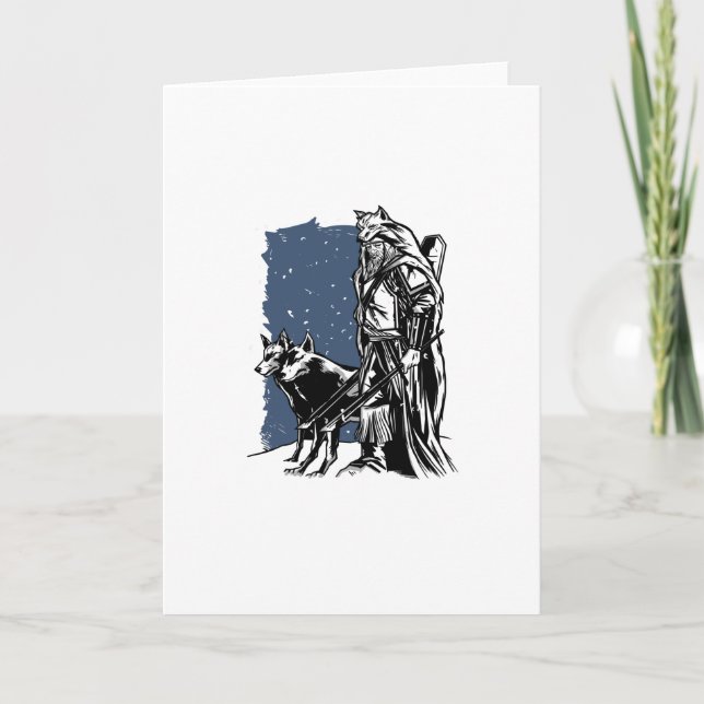 Cartão Viking e lobos (Frente)