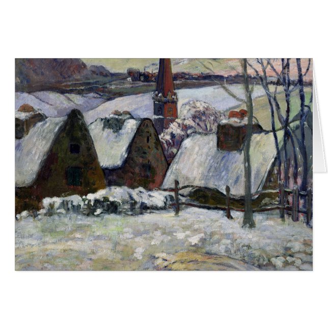Cartão Vila bretão sob a neve, 1894 (Frente Horizontal)