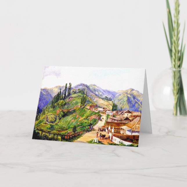 Cartão Vila de Tosari, Java, pintura de 1876 (Frente)