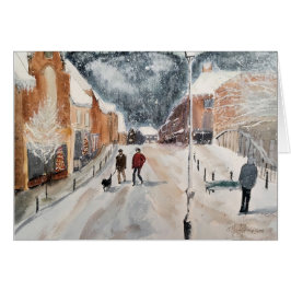 Cartão Vila nevado, watercolour