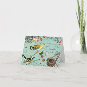 Cartão Vinage French Birds notecard