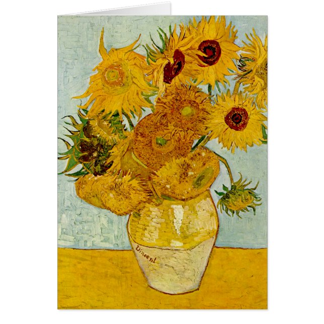 Cartão Vincent Van Gogh 12 Sunflower Impressionista (Frente)