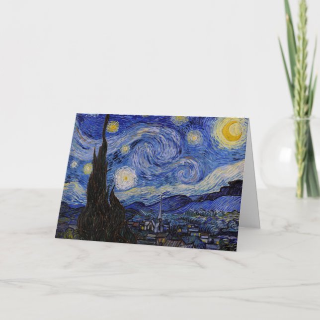 Cartão Vincent Van Gogh - A noite de Starry (Frente)