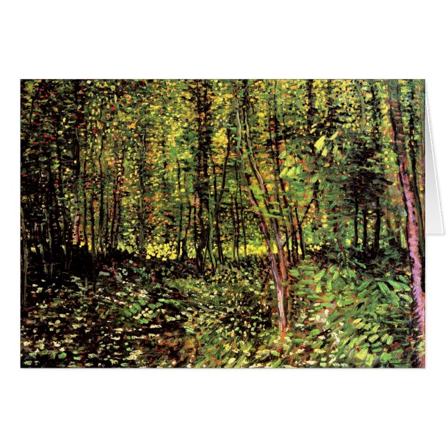 Cartão Vincent Van Gogh - Árvores e Sub-bosque Arte Fina (Frente Horizontal)