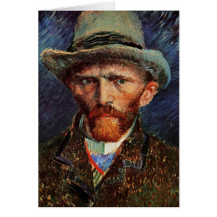 Cartão Vincent van Gogh autorretrato com Cinza Felt Hat