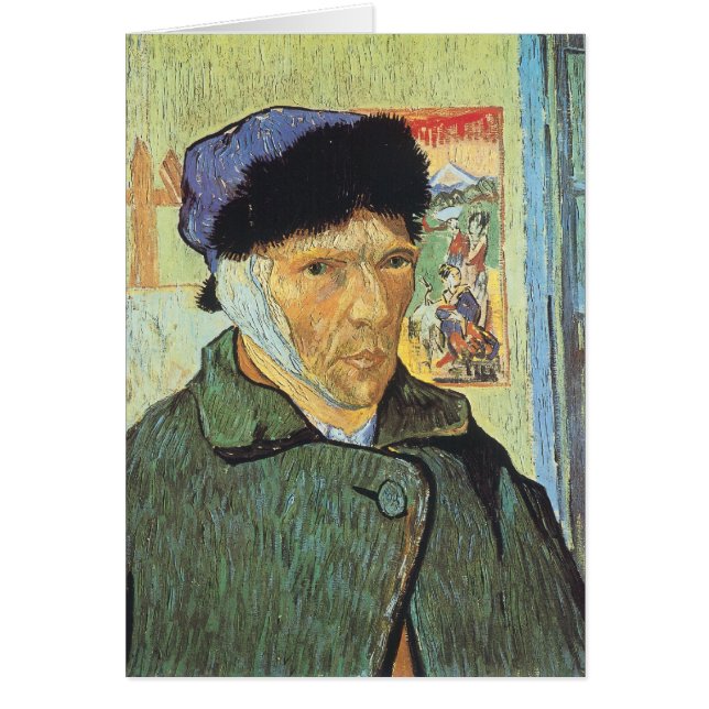 Cartão Vincent van Gogh - Autorretrato com Orelha Bandada (Frente)