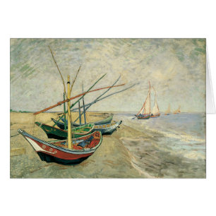 Cartão Vincent van Gogh - Barcos de Pesca na Praia