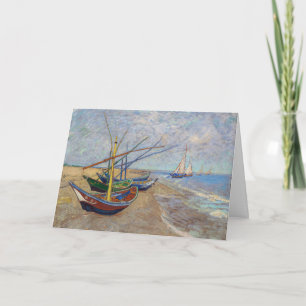Cartão Vincent van Gogh - Barcos de Pesca na Praia