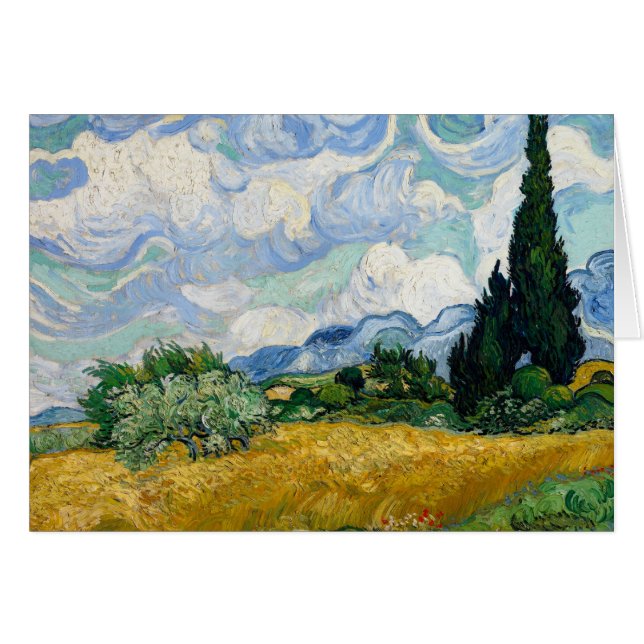 Cartão Vincent van Gogh - Campo de Trigo com Cipras (Frente Horizontal)