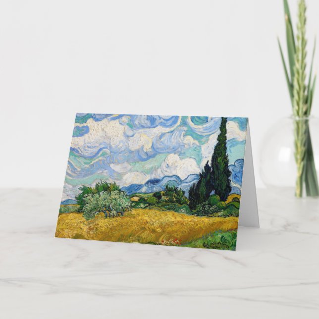Cartão Vincent Van Gogh - Campo de Trigo com Cipras (Frente)