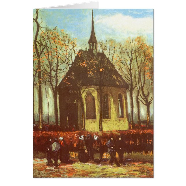 Cartão Vincent van Gogh - Capela em Nuenen, Churchgoers (Frente)