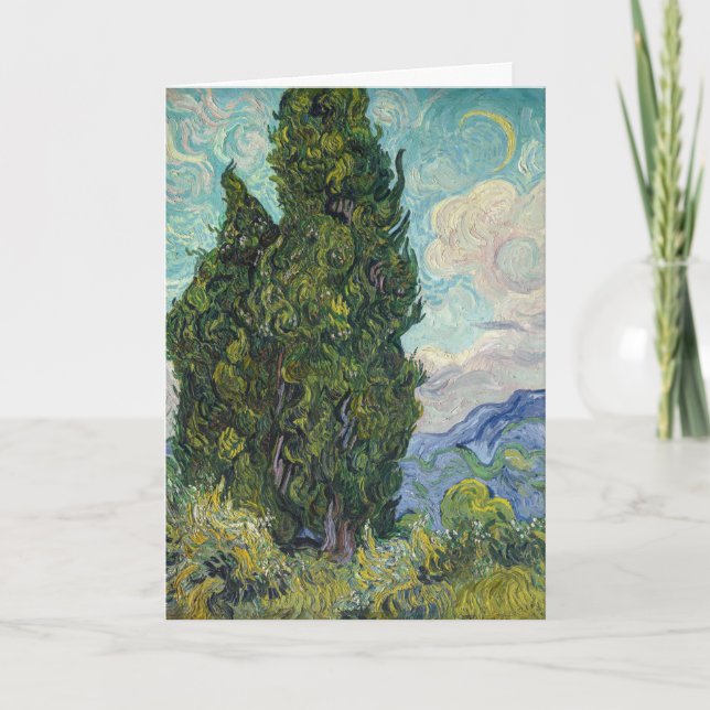 Cartão Vincent van Gogh - Ciprestes (Frente)