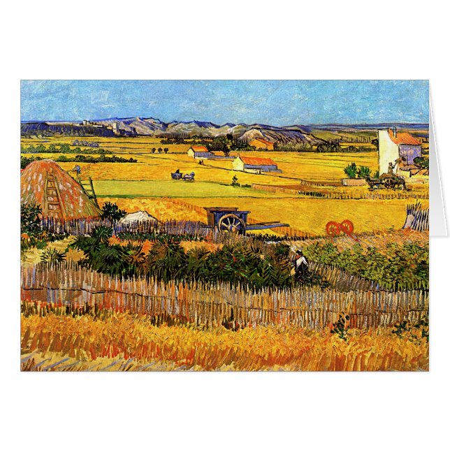 Cartão Vincent Van Gogh - Colheita em La Crau Fine Art (Frente Horizontal)