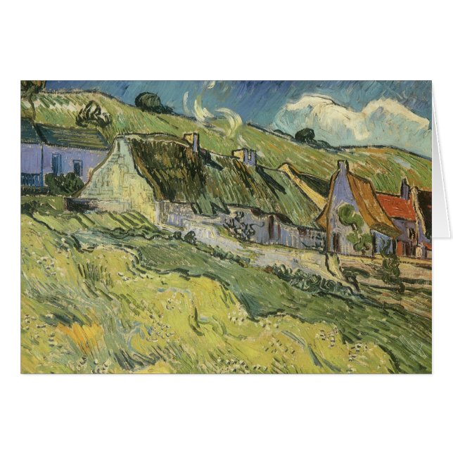 Cartão Vincent van Gogh - Cottages Thatcher (Frente Horizontal)
