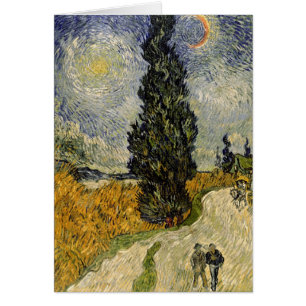 Cartão Vincent van Gogh Estrada com Ciprestes, 1890