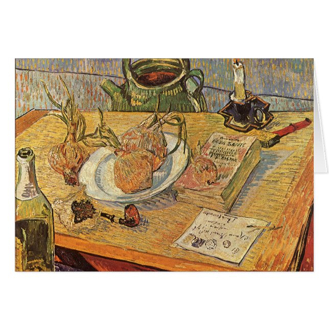 Cartão Vincent van Gogh - Natureza Morta com Quadro de De (Frente Horizontal)