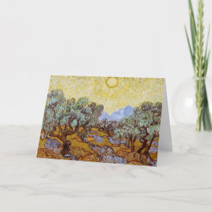 Cartão Vincent van Gogh - Oliveiras, Céu Amarelo e Sol