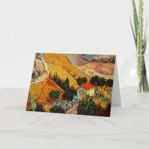 Cartão Vincent van Gogh - Paisagem, Casa e Plowman