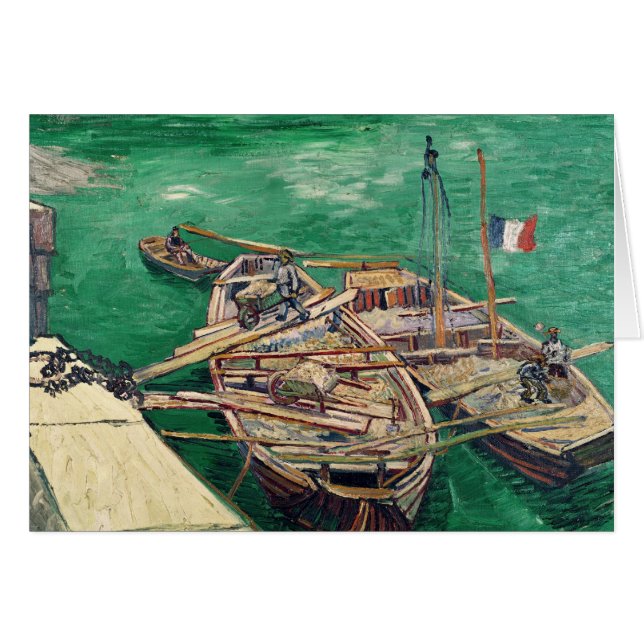 Cartão Vincent van Gogh | Palco de aterrissagem com barco (Frente Horizontal)