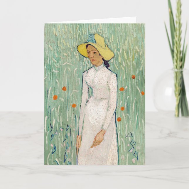 Cartão Vincent van Gogh - Rapariga de Branco (Frente)