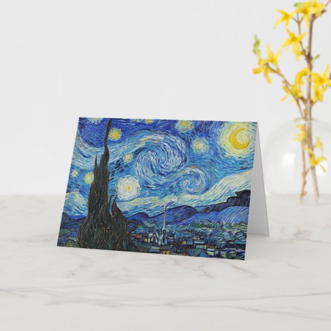 Cartão Vincent van Gogh, Starry Night (Flor Amarela)