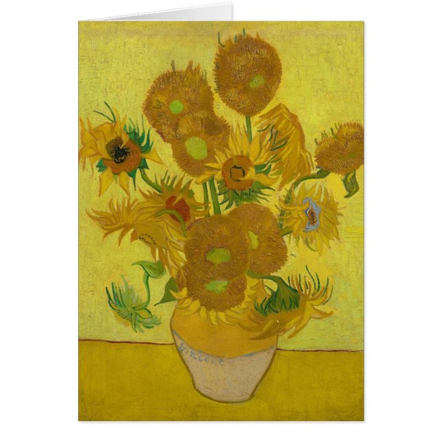 Cartão Vincent Van Gogh Sunflower - Clássica Arte Floral (Frente)