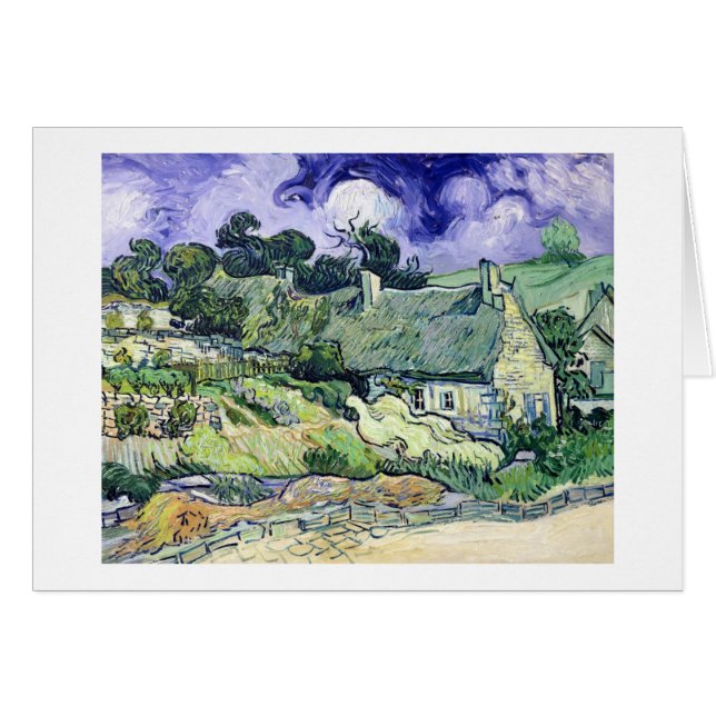 Cartão Vincent van Gogh | Thatched casas de campo em (Frente Horizontal)
