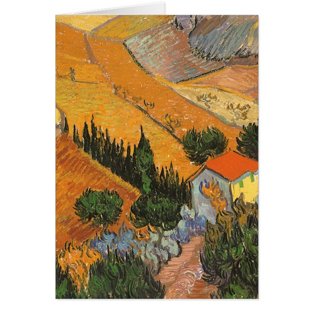 Cartão Vincent van Gogh - Vale com Plowman (Frente)