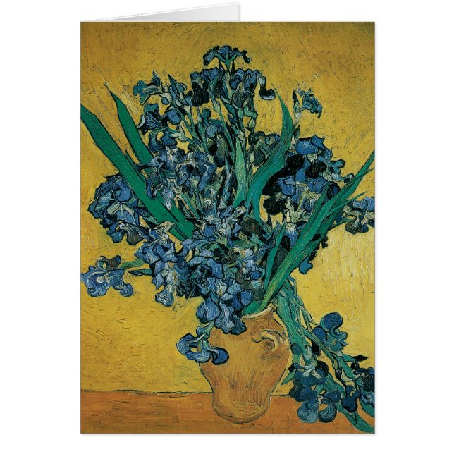 Cartão Vincent van Gogh - Vaso com Íris Fundo Amarelo (Frente)
