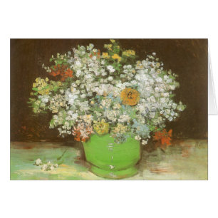 Cartão Vincent van Gogh - Vaso com Zinnias e Flores