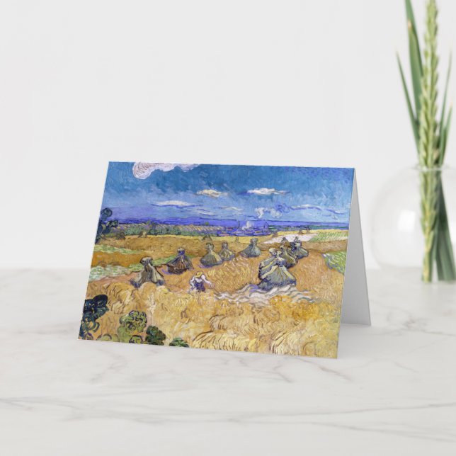 Cartão Vincent van Gogh - Wheat Stacks with Reapers (Frente)