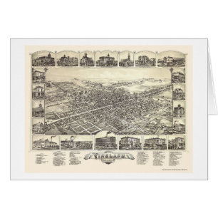 Cartão Vineland, mapa panorâmico de NJ - 1885