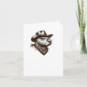 Cartão Vinheta de Olhos Intensos Detalhada Denim Capybara