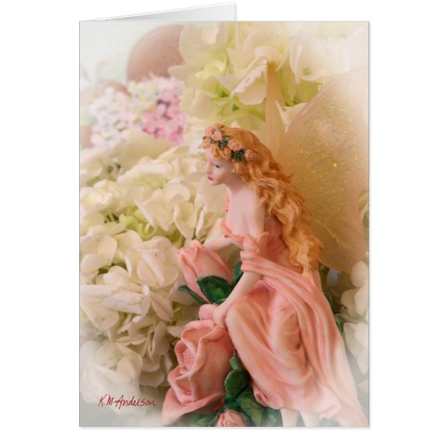 Cartão vinheta de retrato de fada rosa (Frente)