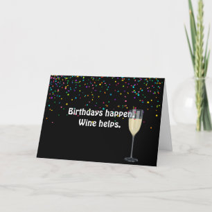 Cartão vinho branco com confete de aniversário