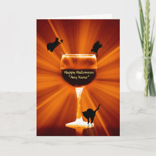 Cartão Vinho de Dia das Bruxas Pensado com Nome Personali