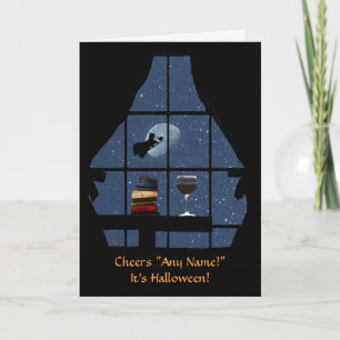 Cartão Vinho de Halloween e Nome Personalizado Engraçado