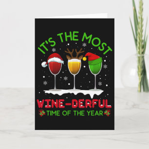 Cartão Vinho de Natal Xmas Álcool Pijama Tops para Mulher
