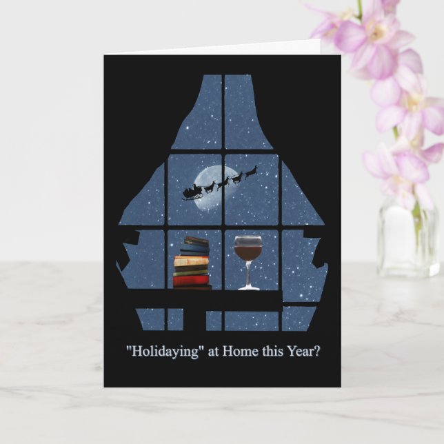 Cartão Vinho e livros com Papais noeis ficam no feriado (Orquídea)