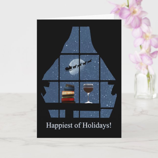 Cartão Vinho Feliz Férias Natal Papais noeis (Orquídea)