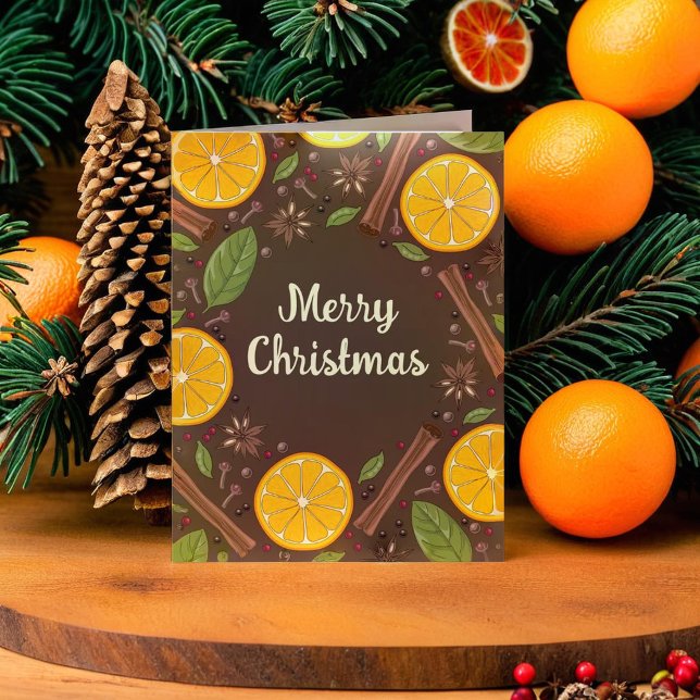 Cartão Vinho marrom apimentado (Christmas mulled wine spicy brown card)