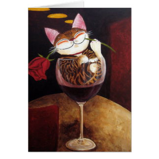 Cartão vinho tinto de arte-gato