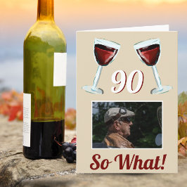 Cartão Vinho Tinto Motivacional 90 Anos de Idade