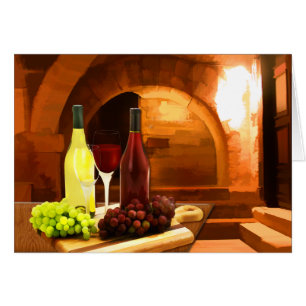 Cartão Vinho vermelho e branco na adega