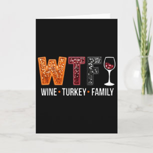 Cartão Vinho Wtf Peru Família Divertida Ação de Graças 2 